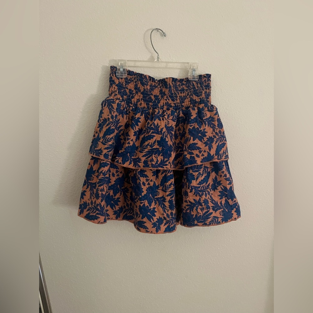 Adorable coral and royal blue ruffled skirt!